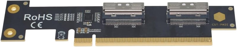 LetLinkSo PCIe 5.0 x16 to 2 MCIO x8 Adapter Card for 4 U.2 NVMe SSD (Side Top Black) - Image 2